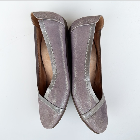 Vionic Spark Caroll Snake Print Ballet Flats Closed Toe Suede Leather Purple 6 - Picture 5 of 7